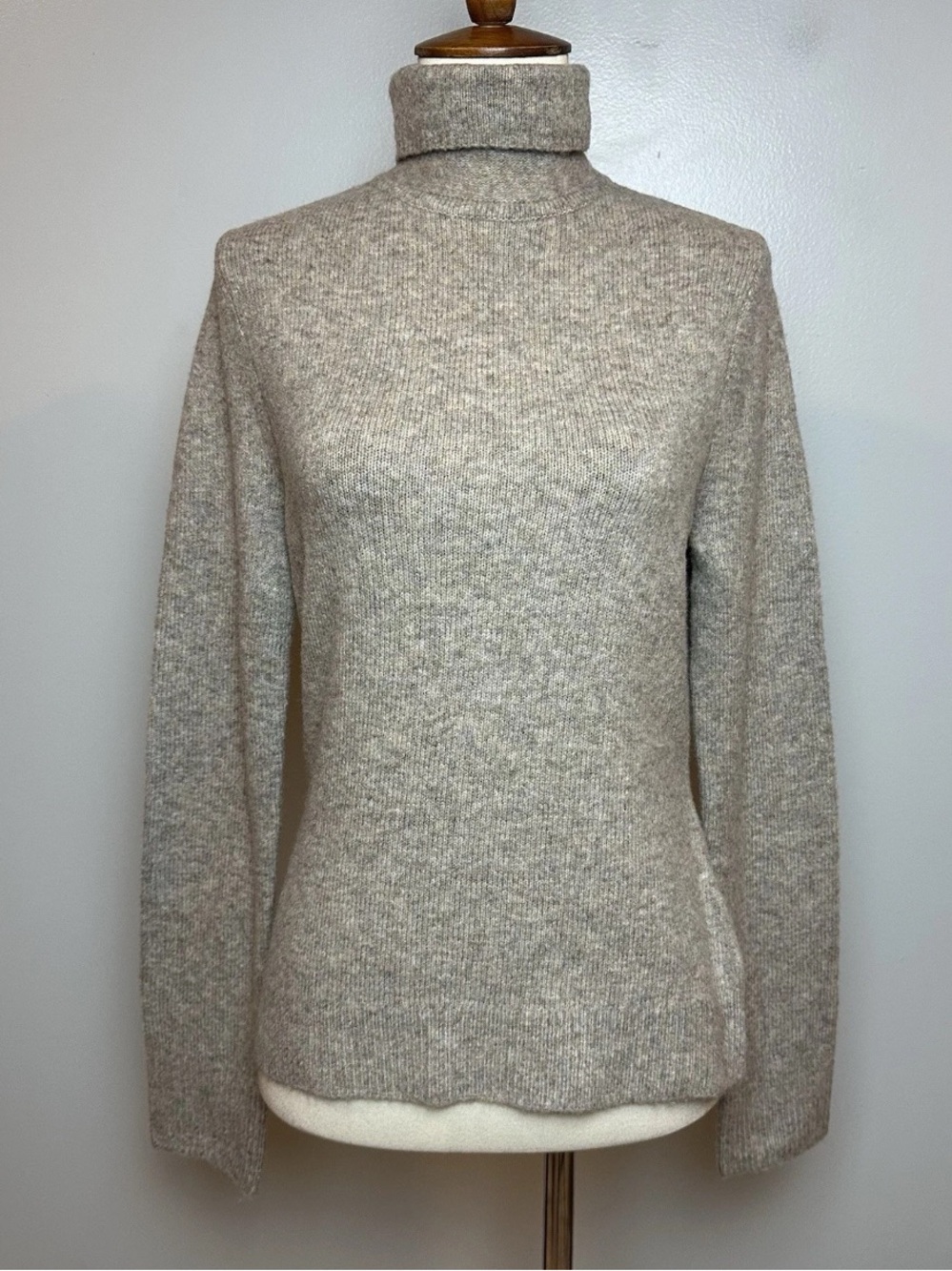 Abercrombie & Fitch Soft Turtleneck Sweater Heather Oatmeal Wool Blend